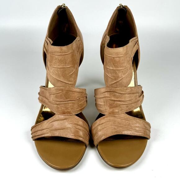 GUESS Women’s Strappy High Heel Sandals Tan Leather Open Toe Pumps Size 7.5 - Picture 3 of 10